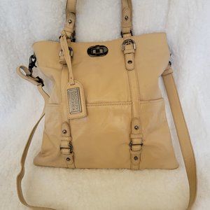 Badgley Mishka Leather Bag - Beige - Includes crossbody strap and hand straps